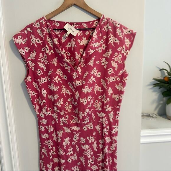 THE GREAT. Pink White Floral Silk Maxi Dress 1 Small - Picture 9 of 14